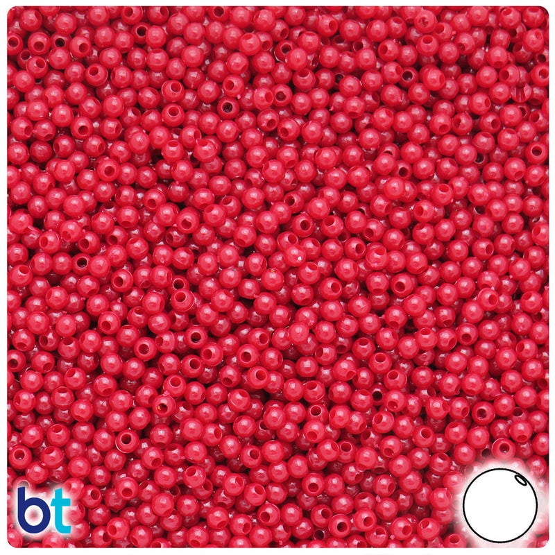 BeadTin Burgundy Opaque 3mm Round Plastic Craft Beads (1oz)