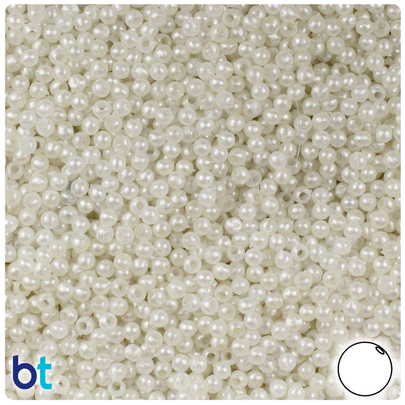 BeadTin Bridal Pearl 3mm Round Plastic Craft Beads (1oz)