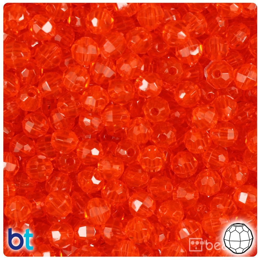 BeadTin Hyacinth Transparent 6mm Faceted Round Plastic Craft Beads (600pcs)