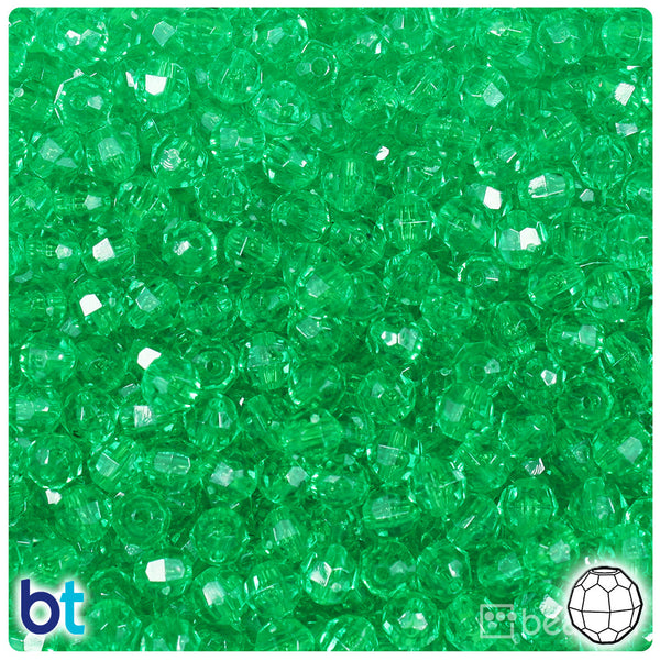 BeadTin Mint Transparent 6mm Faceted Round Plastic Craft Beads (600pcs)