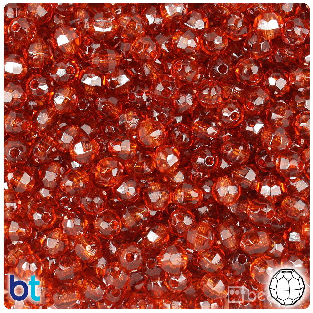BeadTin Tortoise Transparent 6mm Faceted Round Plastic Craft Beads (600pcs)