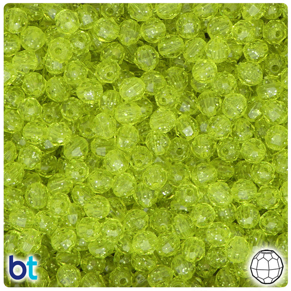 BeadTin Yellow Sparkle 6mm Faceted Round Plastic Craft Beads (600pcs)