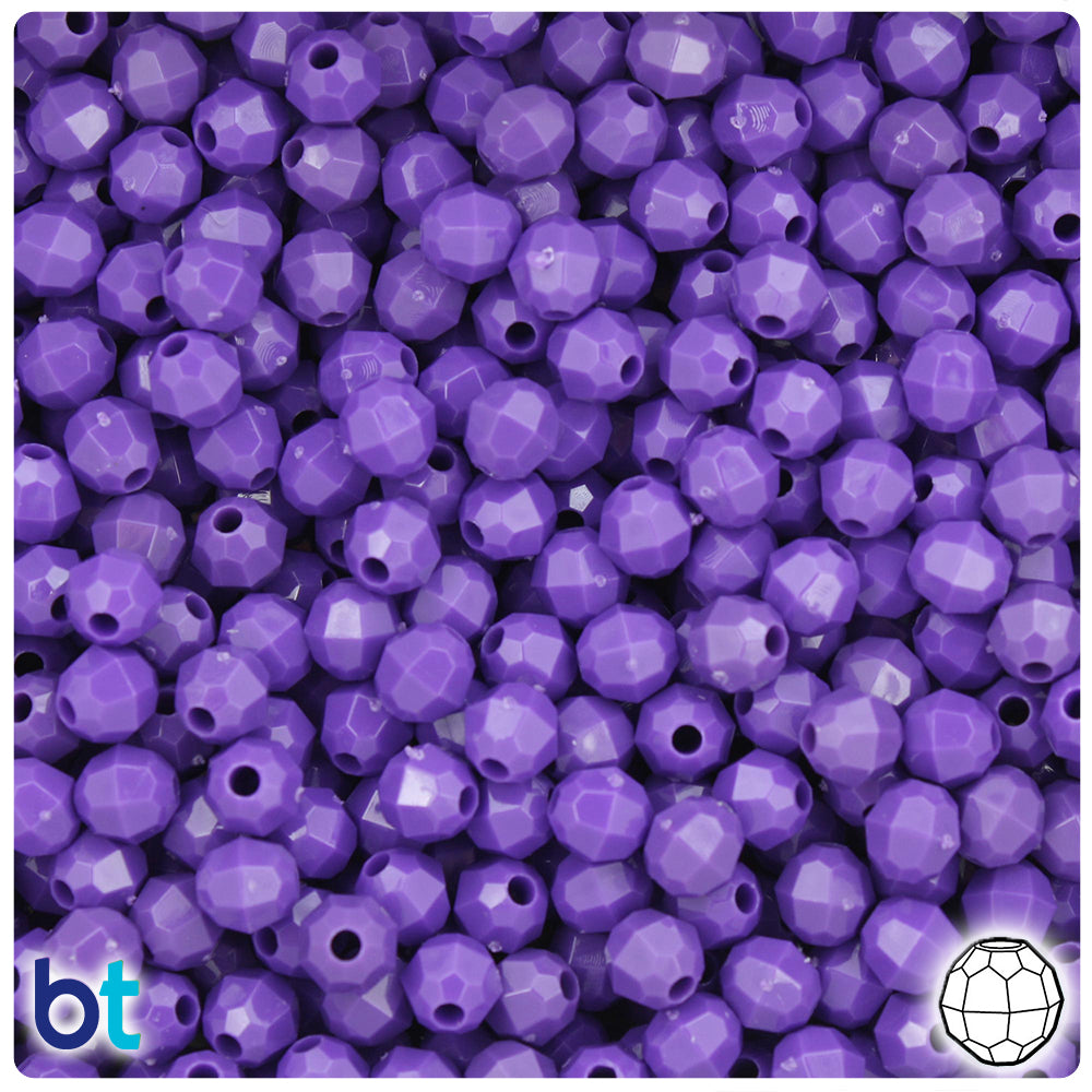 BeadTin Dark Lilac Opaque 6mm Faceted Round Plastic Craft Beads (600pcs)