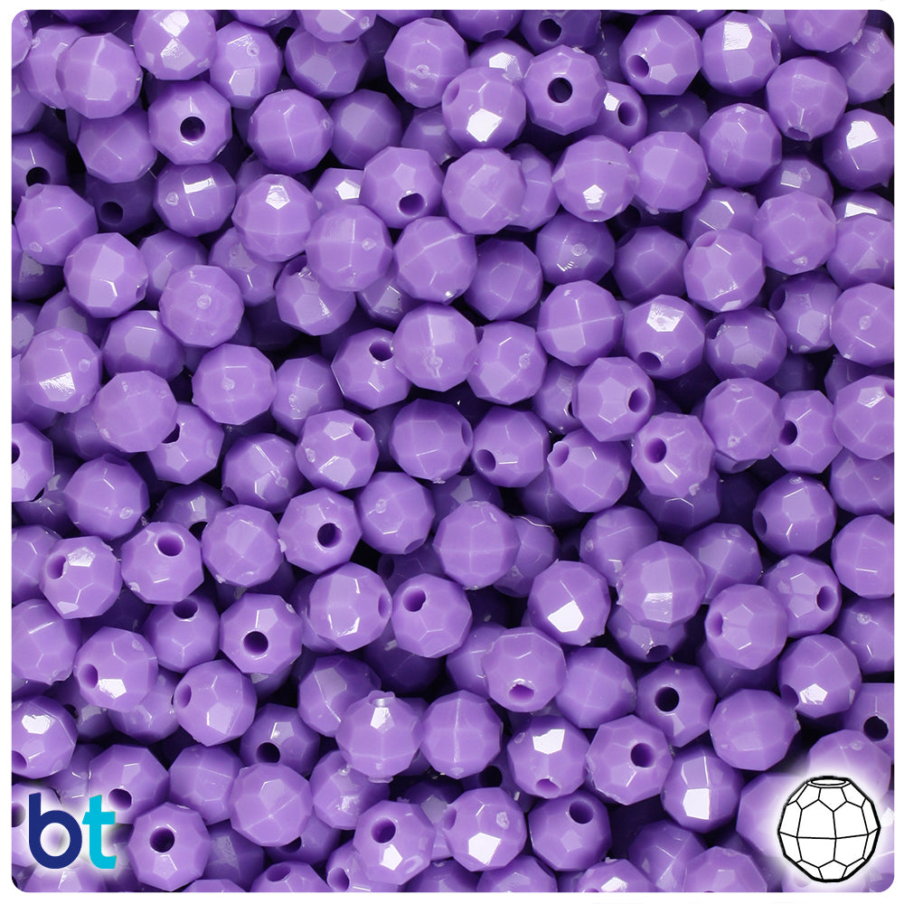 BeadTin Lilac Opaque 6mm Faceted Round Plastic Craft Beads (600pcs)
