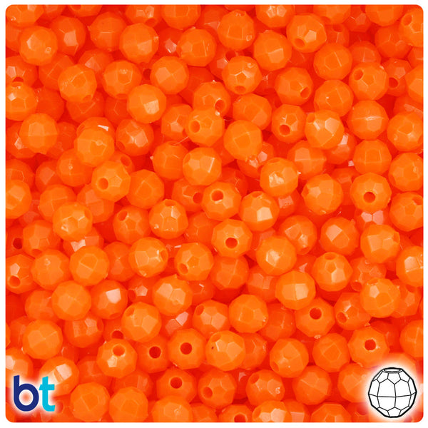 BeadTin Tangelo Neon Bright 6mm Faceted Round Plastic Craft Beads (600pcs)