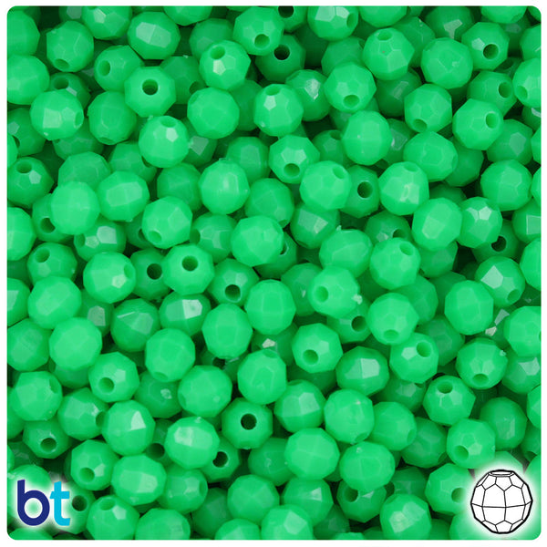 BeadTin Grasshopper Neon Bright 6mm Faceted Round Plastic Craft Beads (600pcs)