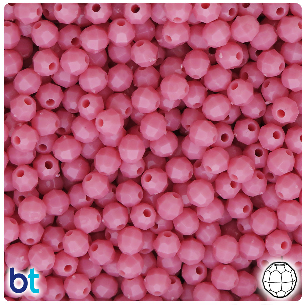 BeadTin Mauve Opaque 6mm Faceted Round Plastic Craft Beads (600pcs)