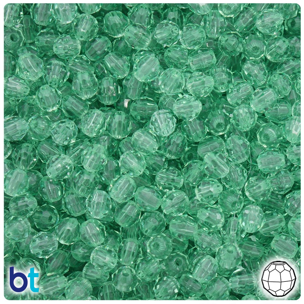BeadTin Peridot Transparent 6mm Faceted Round Plastic Craft Beads (600pcs)