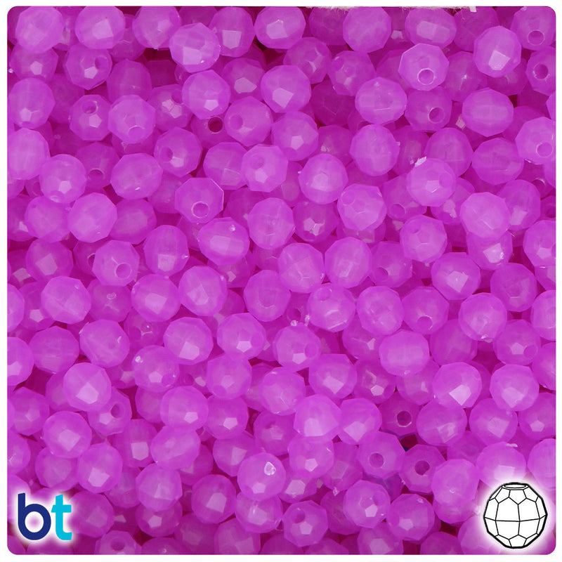 BeadTin Purple Glow 6mm Faceted Round Plastic Craft Beads (600pcs)