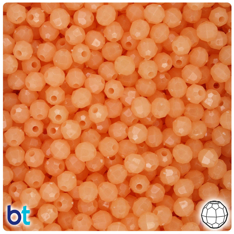 BeadTin Orange Glow 6mm Faceted Round Plastic Craft Beads (600pcs)