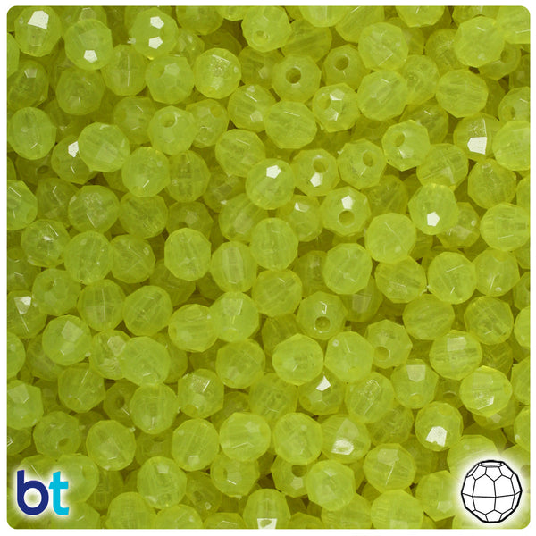 BeadTin Yellow Glow 6mm Faceted Round Plastic Craft Beads (600pcs)