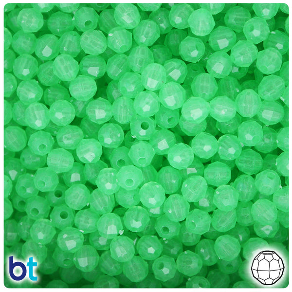 BeadTin Green Glow 6mm Faceted Round Plastic Craft Beads (600pcs)