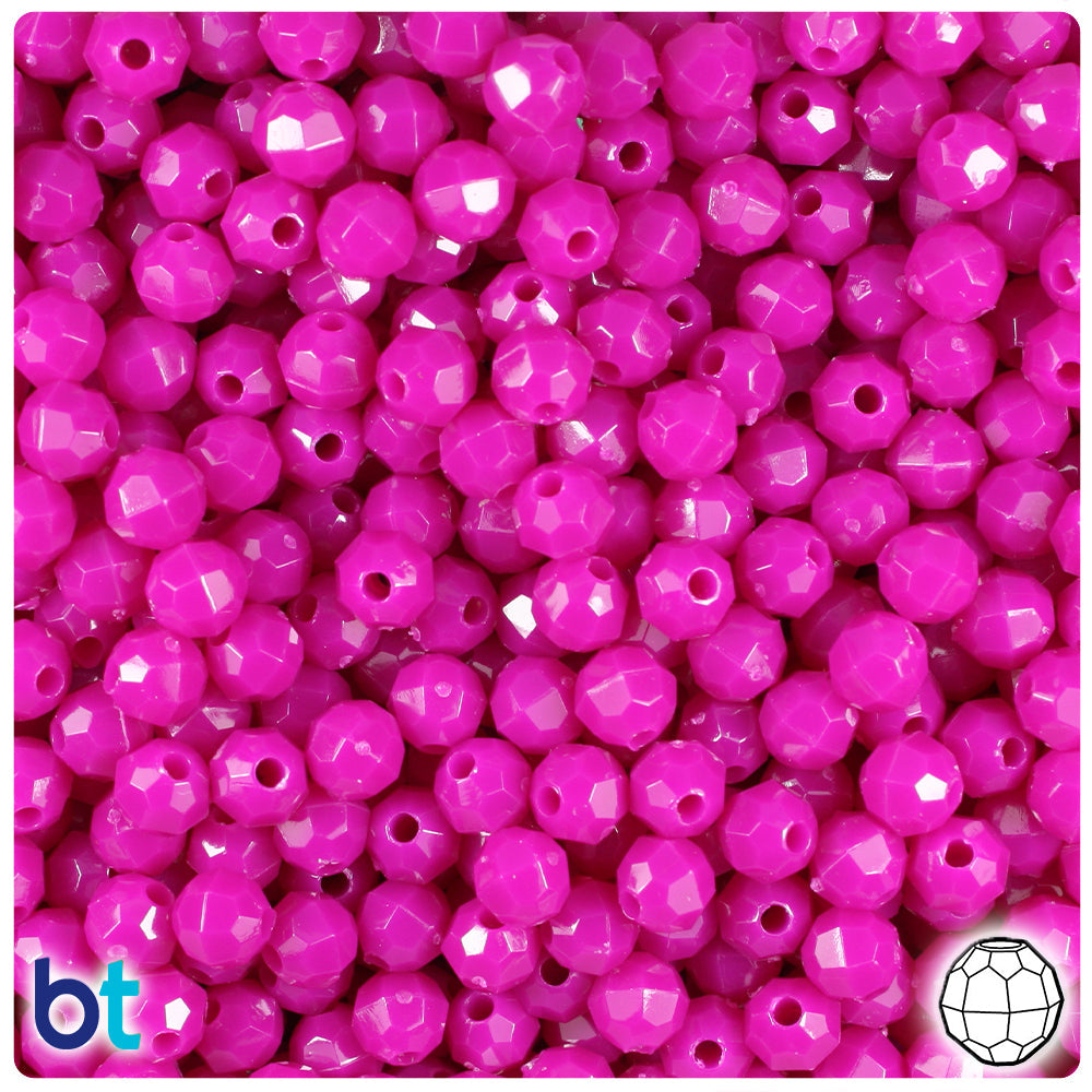 BeadTin Mulberry Opaque 6mm Faceted Round Plastic Craft Beads (600pcs)