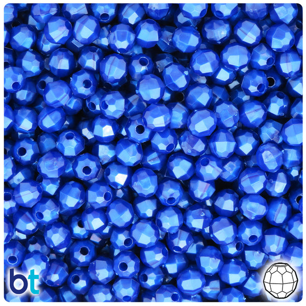 BeadTin Cobalt Pearl 6mm Faceted Round Plastic Craft Beads (600pcs)