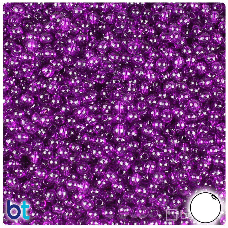 BeadTin Dark Amethyst Transparent 4mm Round Plastic Craft Beads (1000pcs)