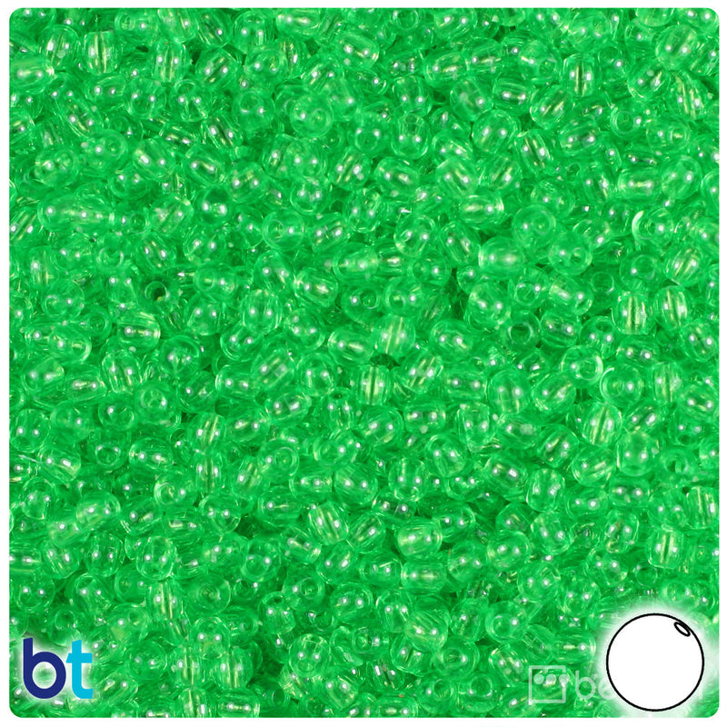 BeadTin Mint Transparent 4mm Round Plastic Craft Beads (1000pcs)