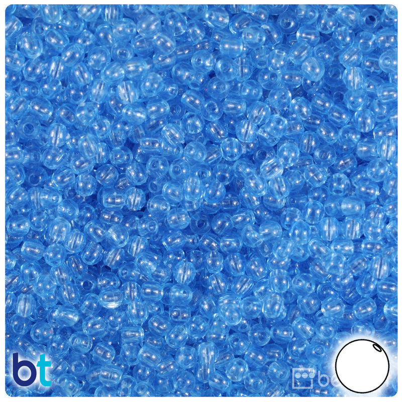 BeadTin Light Sapphire Transparent 4mm Round Plastic Craft Beads (1000pcs)