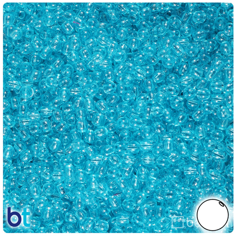 BeadTin Turquoise Transparent 4mm Round Plastic Craft Beads (1000pcs)