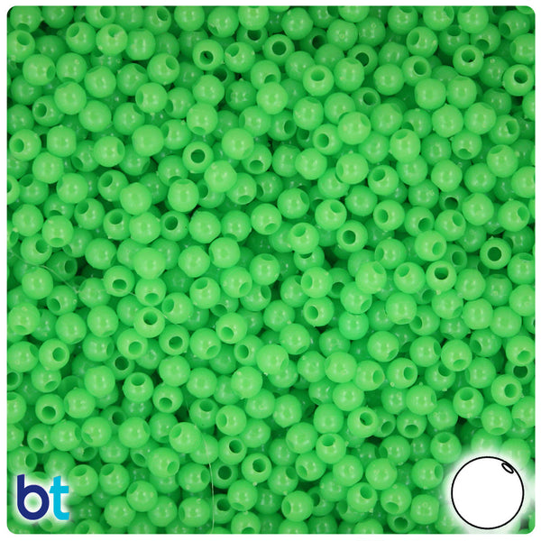 BeadTin Lime Opaque 4mm Round Plastic Craft Beads (1000pcs)