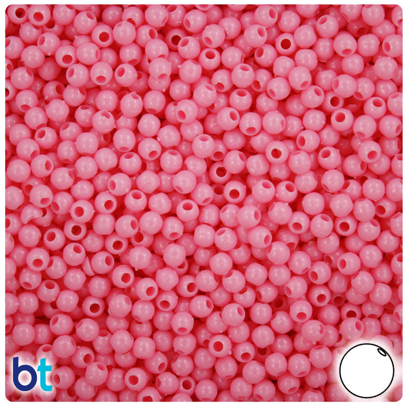 BeadTin Baby Pink Opaque 4mm Round Plastic Craft Beads (1000pcs)