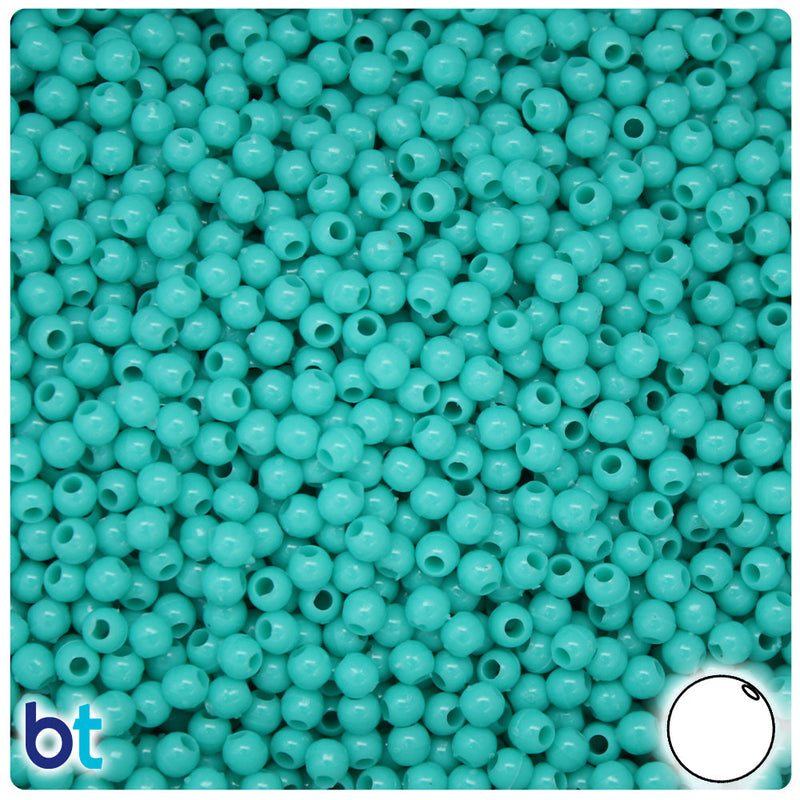 BeadTin Light Turquoise Opaque 4mm Round Plastic Craft Beads (1000pcs)