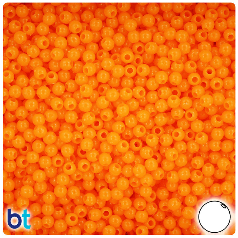 BeadTin Orange Opaque 4mm Round Plastic Craft Beads (1000pcs)