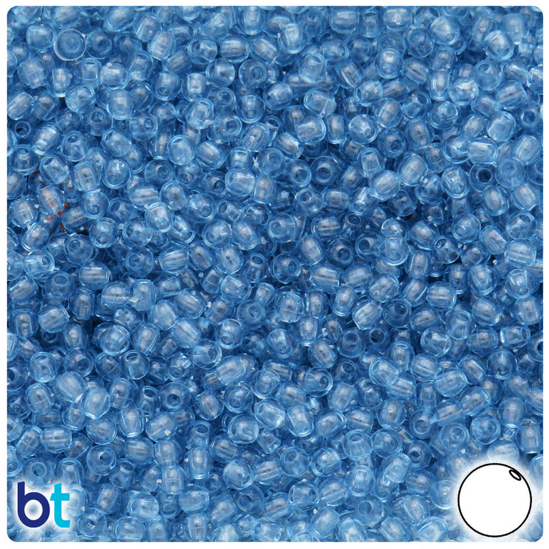 BeadTin Light Montana Blue Transparent 4mm Round Plastic Craft Beads (1000pcs)