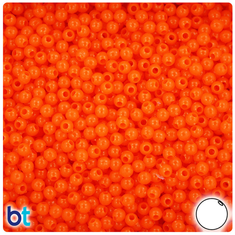 BeadTin Tangelo Neon Bright 4mm Round Plastic Craft Beads (1000pcs)