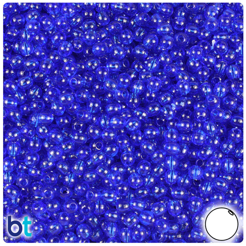 BeadTin Midnight Transparent 4mm Round Plastic Craft Beads (1000pcs)