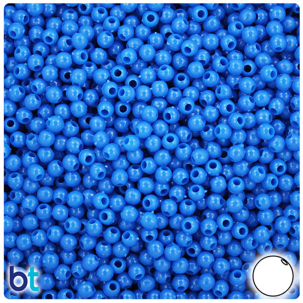 BeadTin True Blue Neon Bright 4mm Round Plastic Craft Beads (1000pcs)