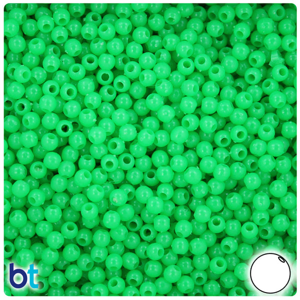 BeadTin Grasshopper Neon Bright 4mm Round Plastic Craft Beads (1000pcs)