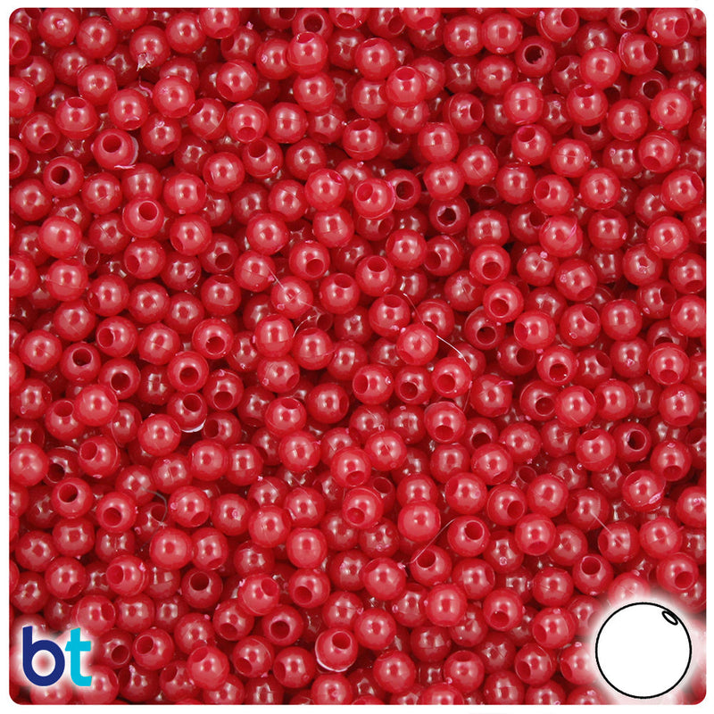 BeadTin Burgundy Opaque 4mm Round Plastic Craft Beads (1000pcs)