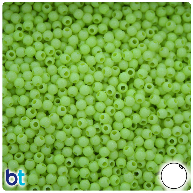 BeadTin Chartreuse Green Opaque 4mm Round Plastic Craft Beads (1000pcs)