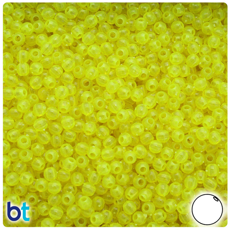 BeadTin Lure Yellow Transparent 4mm Round Plastic Craft Beads (1000pcs)