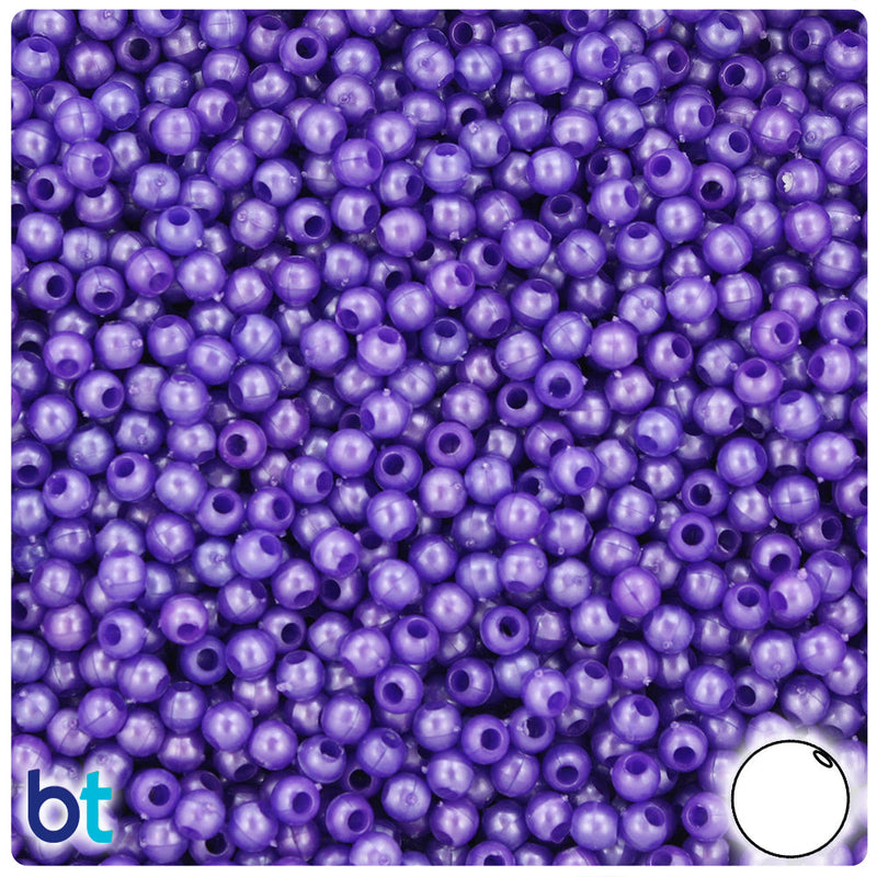 BeadTin Dark Purple Pearl 4mm Round Plastic Craft Beads (1000pcs)