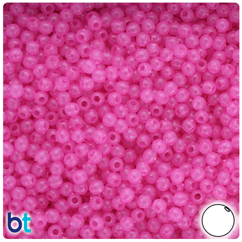 BeadTin Pink Glow 4mm Round Plastic Craft Beads (1000pcs)