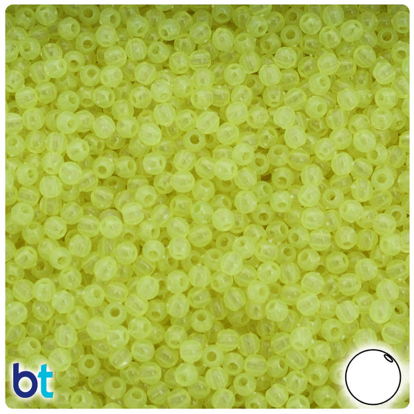 BeadTin Yellow Glow 4mm Round Plastic Craft Beads (1000pcs)