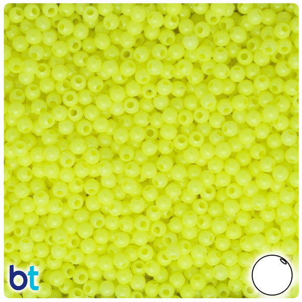 BeadTin Chartreuse Opaque 4mm Round Plastic Craft Beads (1000pcs)