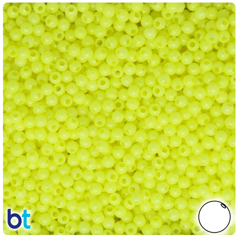 BeadTin Chartreuse Opaque 4mm Round Plastic Craft Beads (1000pcs)