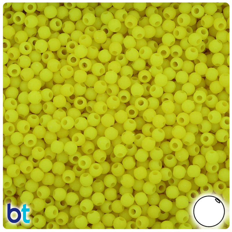 BeadTin Chartreuse Matte 4mm Round Plastic Craft Beads (1000pcs)