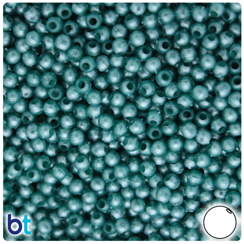 BeadTin Teal Pearl 4mm Round Plastic Craft Beads (1000pcs)