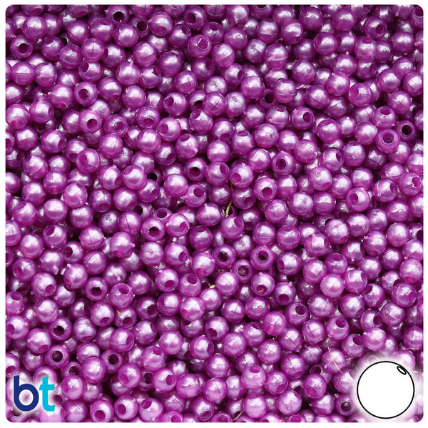 BeadTin Violet Pearl 4mm Round Plastic Craft Beads (1000pcs)