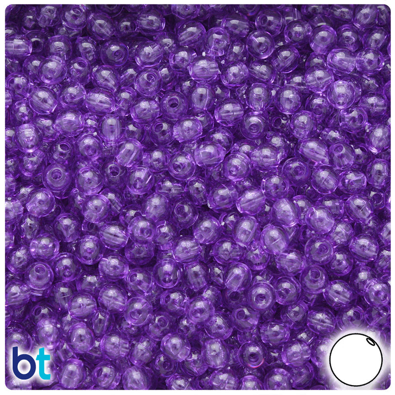 BeadTin Amethyst Transparent 5mm Round Plastic Craft Beads (700pcs)