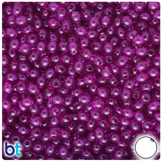BeadTin Dark Amethyst Transparent 5mm Round Plastic Craft Beads (700pcs)