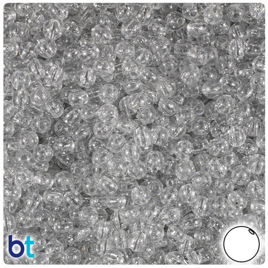 BeadTin Silver Sparkle 5mm Round Plastic Craft Beads (700pcs)