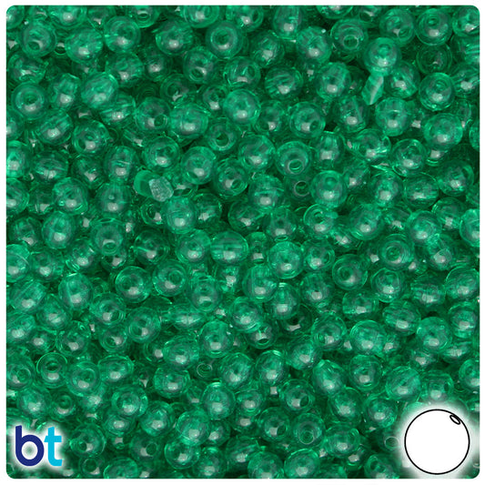 BeadTin Emerald Transparent 5mm Round Plastic Craft Beads (700pcs)