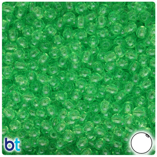 BeadTin Lime Transparent 5mm Round Plastic Craft Beads (700pcs)