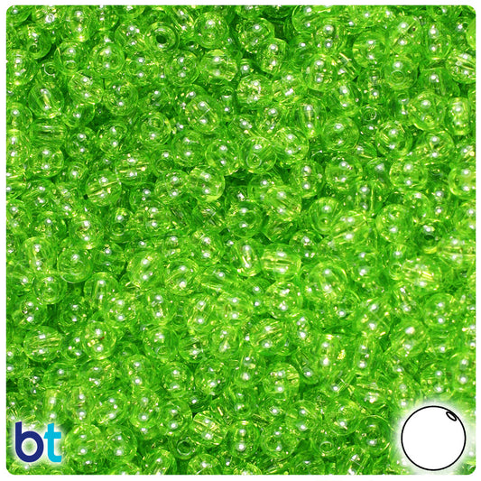 BeadTin Lime Sparkle 5mm Round Plastic Craft Beads (700pcs)