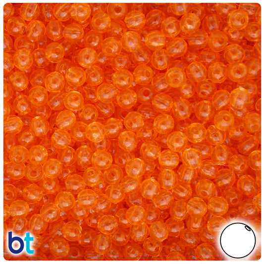BeadTin Orange Transparent 5mm Round Plastic Craft Beads (700pcs)