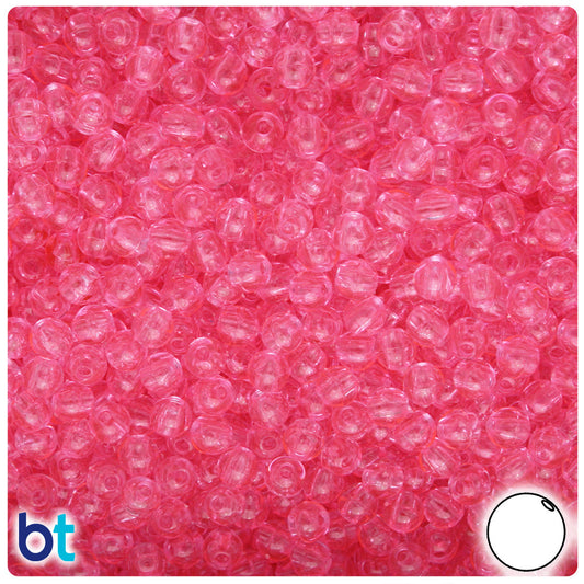 BeadTin PInk Transparent 5mm Round Plastic Craft Beads (700pcs)